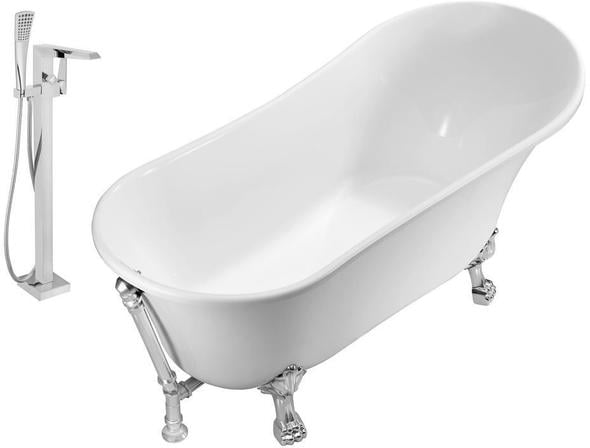 tin foot tub Streamline Bath Set of Bathroom Tub and Faucet White Soaking Clawfoot Tub