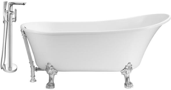 1 piece bathtub Streamline Bath Set of Bathroom Tub and Faucet White Soaking Clawfoot Tub