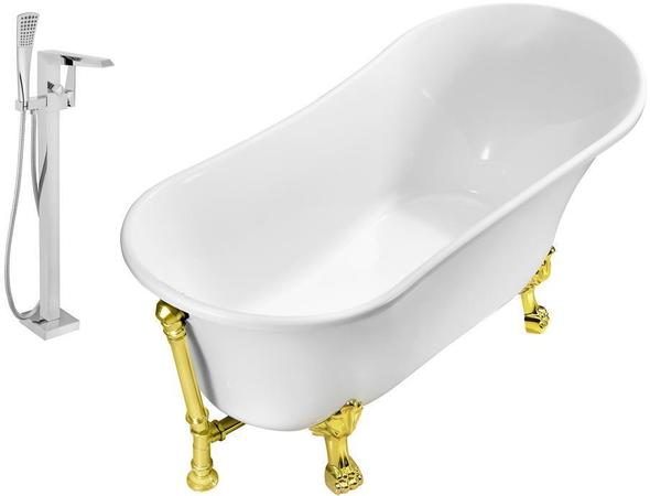 resin soaking tub Streamline Bath Set of Bathroom Tub and Faucet White Soaking Clawfoot Tub