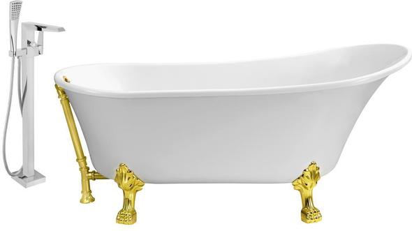 resin soaking tub Streamline Bath Set of Bathroom Tub and Faucet White Soaking Clawfoot Tub