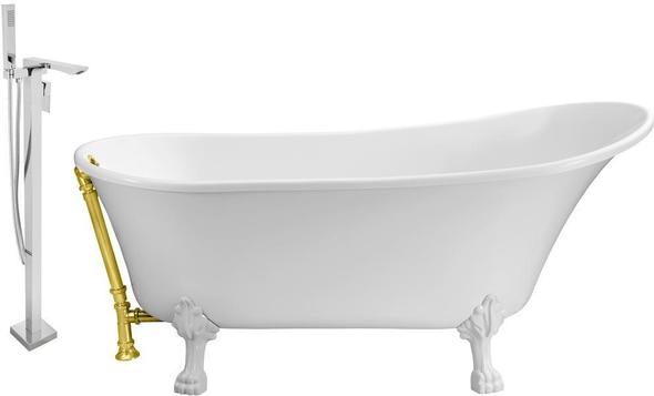 home tubs Streamline Bath Set of Bathroom Tub and Faucet White Soaking Clawfoot Tub
