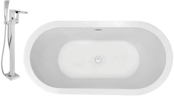 best freestanding jetted tub Streamline Bath Set of Bathroom Tub and Faucet White Soaking Freestanding Tub