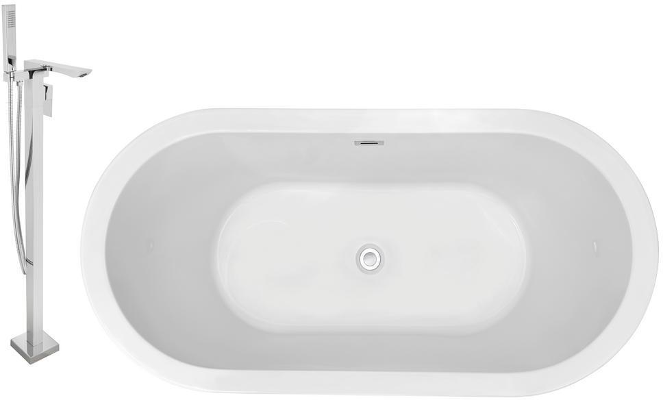 bathtub support Streamline Bath Set of Bathroom Tub and Faucet White Soaking Freestanding Tub