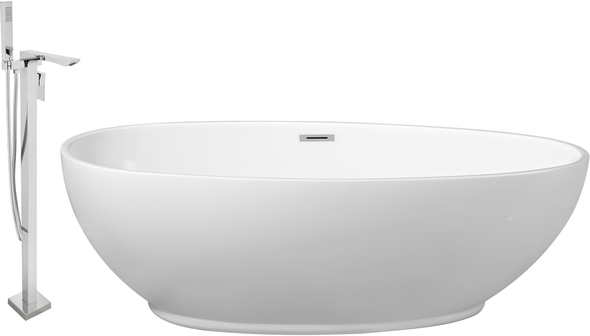 best soaking tub Streamline Bath Set of Bathroom Tub and Faucet White Soaking Freestanding Tub