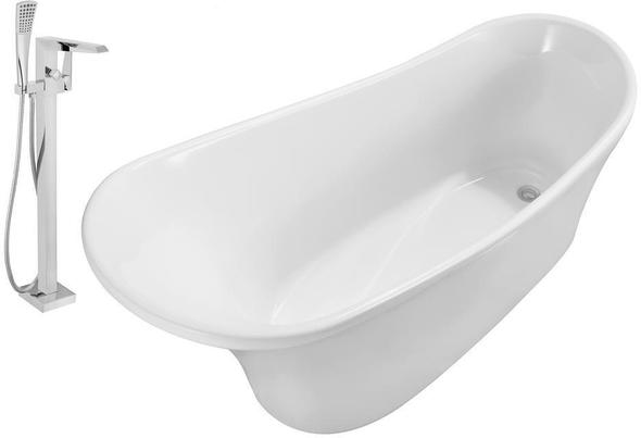 maax tub shower Streamline Bath Set of Bathroom Tub and Faucet White Soaking Freestanding Tub