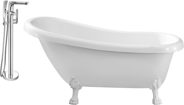 foot bath tubs Streamline Bath Set of Bathroom Tub and Faucet White Soaking Clawfoot Tub
