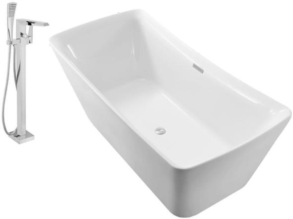 claw foot tub Streamline Bath Set of Bathroom Tub and Faucet White Soaking Freestanding Tub