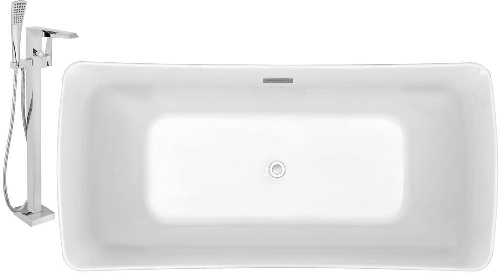 soaking tub for two with shower Streamline Bath Set of Bathroom Tub and Faucet White Soaking Freestanding Tub