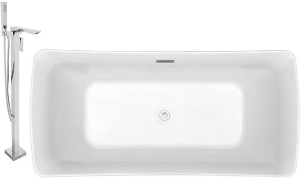 bathtub fitting in bathroom Streamline Bath Set of Bathroom Tub and Faucet White Soaking Freestanding Tub