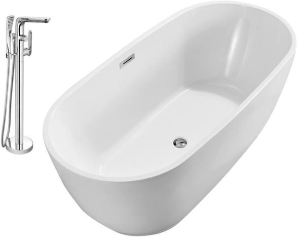 single standing tub Streamline Bath Set of Bathroom Tub and Faucet White Soaking Freestanding Tub