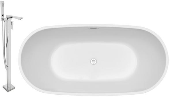 home tubs Streamline Bath Set of Bathroom Tub and Faucet White Soaking Freestanding Tub