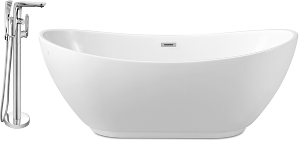 tub shop Streamline Bath Set of Bathroom Tub and Faucet White Soaking Freestanding Tub