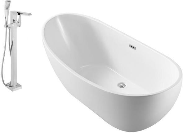 bathtub drain stopper kit Streamline Bath Set of Bathroom Tub and Faucet White Soaking Freestanding Tub