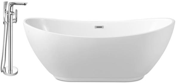 70 freestanding tub Streamline Bath Set of Bathroom Tub and Faucet White Soaking Freestanding Tub