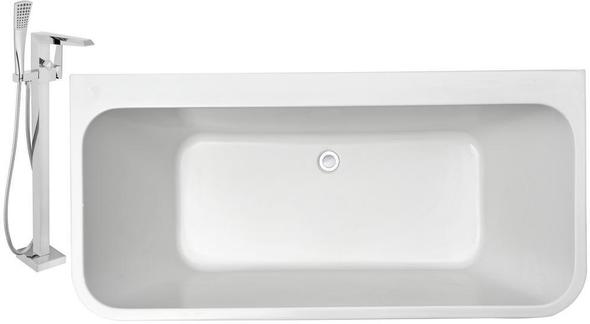 bathroom whirlpool tub Streamline Bath Set of Bathroom Tub and Faucet White Soaking Wall Adjacent Apron Tub