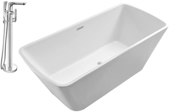jacuzzi bath fittings Streamline Bath Set of Bathroom Tub and Faucet White Soaking Freestanding Tub