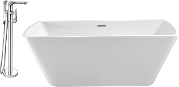 jacuzzi bath fittings Streamline Bath Set of Bathroom Tub and Faucet White Soaking Freestanding Tub
