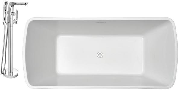 double freestanding bath Streamline Bath Set of Bathroom Tub and Faucet White Soaking Freestanding Tub