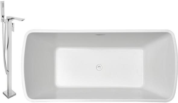 waste and overflow for freestanding tub Streamline Bath Set of Bathroom Tub and Faucet White Soaking Freestanding Tub