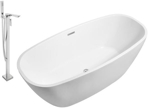 claw bathtub shower kit Streamline Bath Set of Bathroom Tub and Faucet White Soaking Freestanding Tub