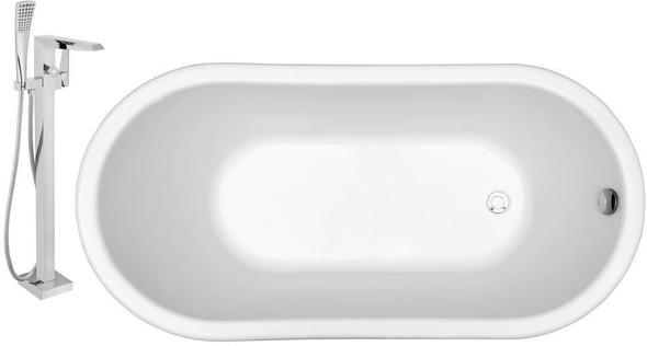 bathtub fitting kit Streamline Bath Set of Bathroom Tub and Faucet White Soaking Freestanding Tub