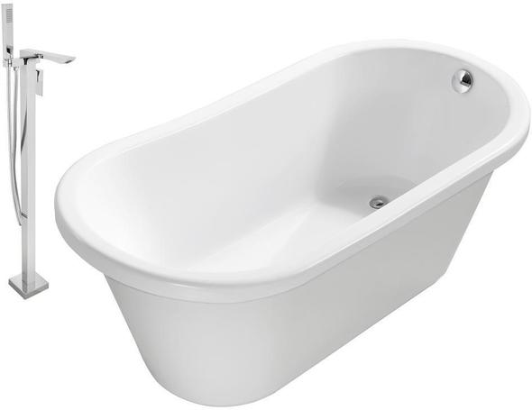 pedestal tubs Streamline Bath Set of Bathroom Tub and Faucet White Soaking Freestanding Tub