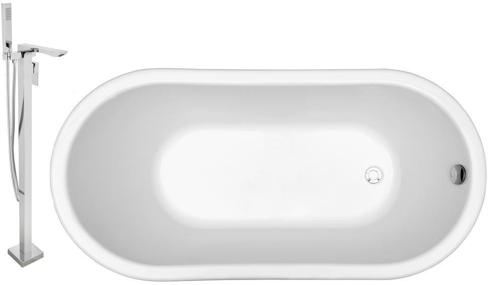 pedestal tubs Streamline Bath Set of Bathroom Tub and Faucet White Soaking Freestanding Tub
