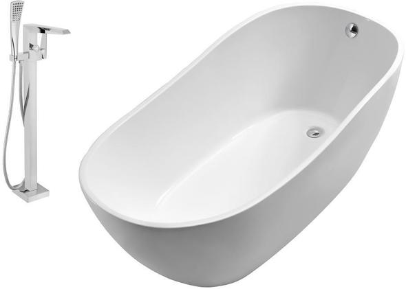 bathtub foot Streamline Bath Set of Bathroom Tub and Faucet White Soaking Freestanding Tub
