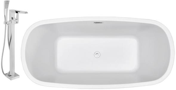 high end bathtub brands Streamline Bath Set of Bathroom Tub and Faucet White Soaking Freestanding Tub