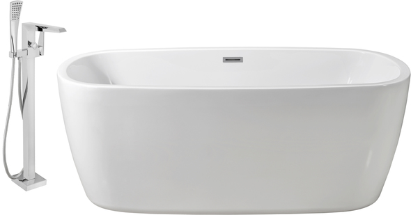 high end bathtub brands Streamline Bath Set of Bathroom Tub and Faucet White Soaking Freestanding Tub