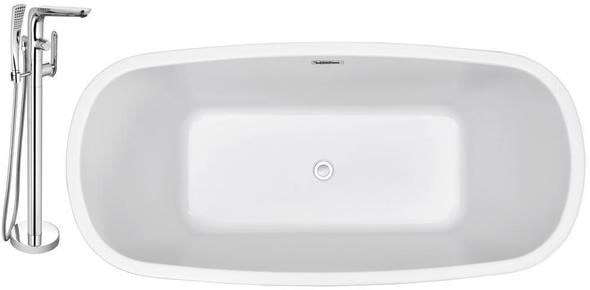 bath tub and tile Streamline Bath Set of Bathroom Tub and Faucet White Soaking Freestanding Tub