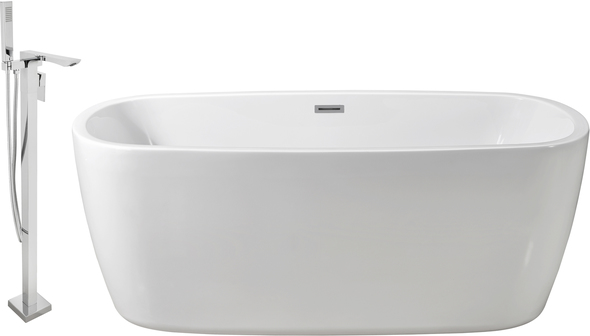 4 bathtub Streamline Bath Set of Bathroom Tub and Faucet White Soaking Freestanding Tub