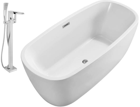 best stand alone tubs Streamline Bath Set of Bathroom Tub and Faucet White Soaking Freestanding Tub
