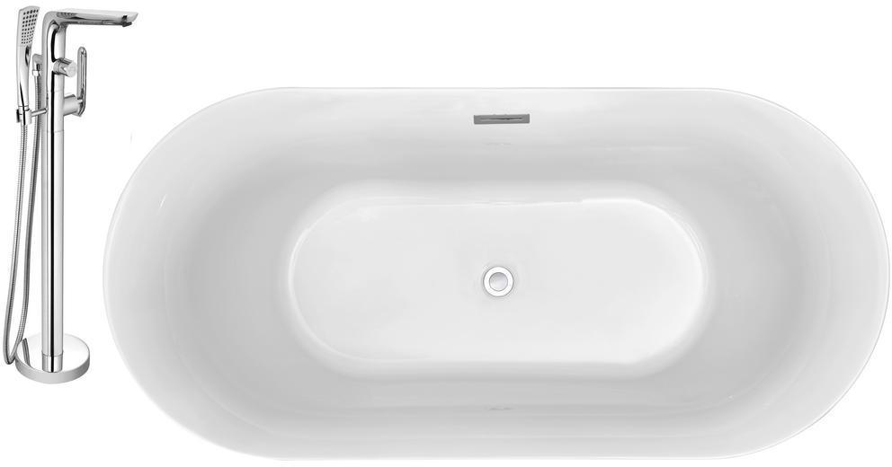 soaking tub with feet Streamline Bath Set of Bathroom Tub and Faucet White Soaking Freestanding Tub