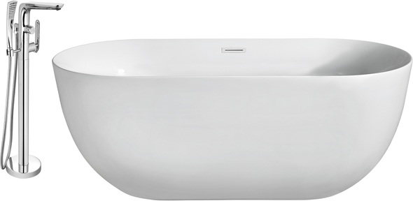 soaking tub with feet Streamline Bath Set of Bathroom Tub and Faucet White Soaking Freestanding Tub