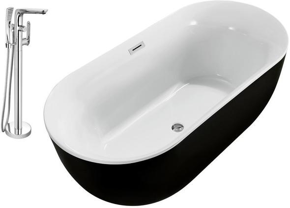 double bathtub with jets Streamline Bath Set of Bathroom Tub and Faucet Black Soaking Freestanding Tub