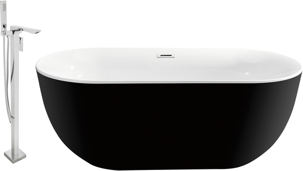 best bathtub stopper Streamline Bath Set of Bathroom Tub and Faucet Black Soaking Freestanding Tub