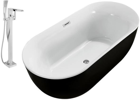 shower door on top of bathtub Streamline Bath Set of Bathroom Tub and Faucet White Soaking Freestanding Tub