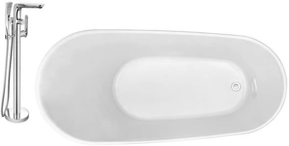 free standing bath feet Streamline Bath Set of Bathroom Tub and Faucet White Soaking Freestanding Tub