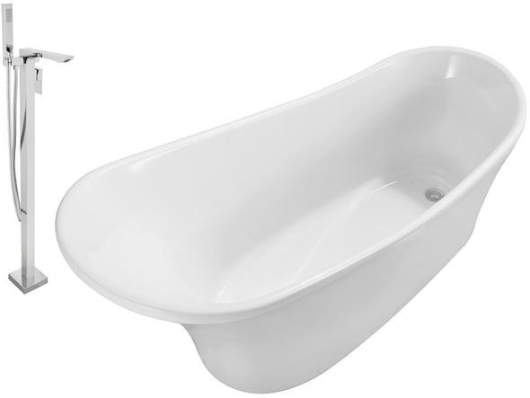 bathtub to standing shower Streamline Bath Set of Bathroom Tub and Faucet White Soaking Freestanding Tub