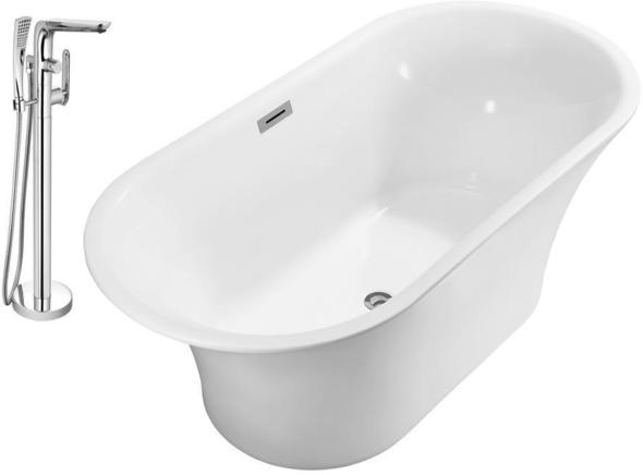 bathtub 4 feet long Streamline Bath Set of Bathroom Tub and Faucet White Soaking Freestanding Tub