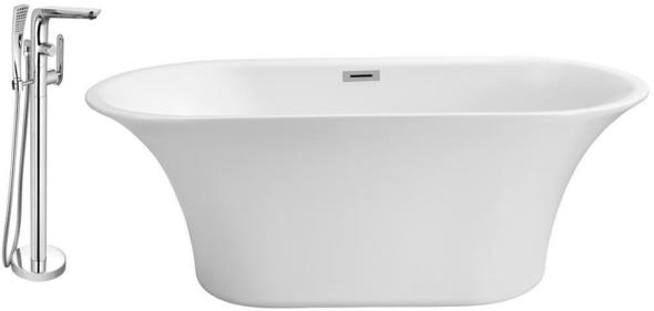 bathtub 4 feet long Streamline Bath Set of Bathroom Tub and Faucet White Soaking Freestanding Tub
