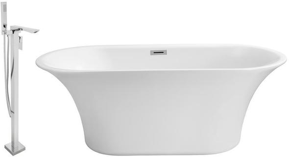 soaking tub decor Streamline Bath Set of Bathroom Tub and Faucet White Soaking Freestanding Tub