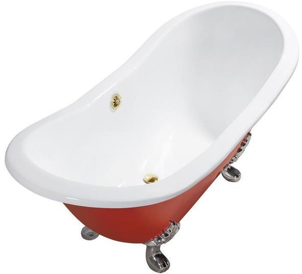 freestanding resin bath Streamline Bath Bathroom Tub Red Soaking Clawfoot Tub