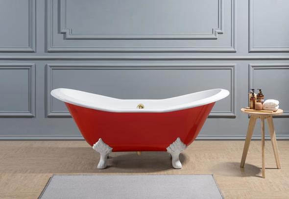 victorian bathroom Streamline Bath Bathroom Tub Red Soaking Clawfoot Tub