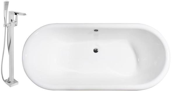 solid surface tub Streamline Bath Set of Bathroom Tub and Faucet White Soaking Clawfoot Tub