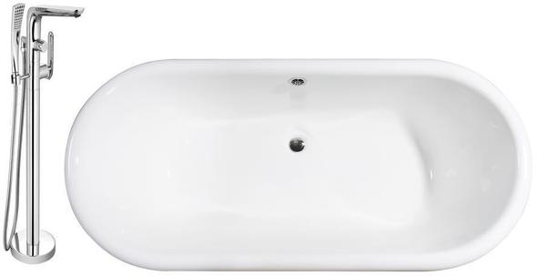 double ended freestanding tub Streamline Bath Set of Bathroom Tub and Faucet White Soaking Clawfoot Tub