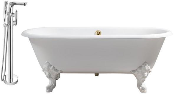 4 feet bathtub Streamline Bath Set of Bathroom Tub and Faucet White Soaking Clawfoot Tub