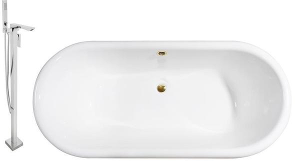 tub with claw feet Streamline Bath Set of Bathroom Tub and Faucet White Soaking Clawfoot Tub