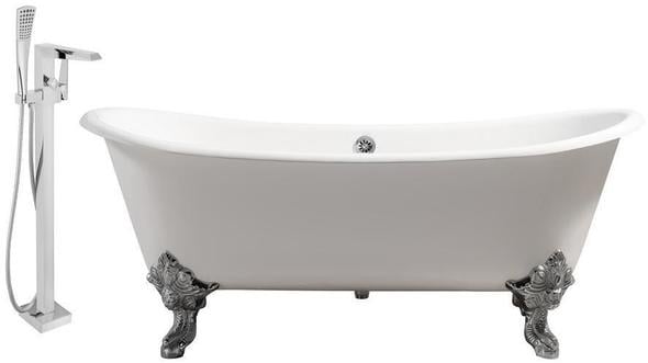 maax freestanding tub drain kit Streamline Bath Set of Bathroom Tub and Faucet White Soaking Clawfoot Tub